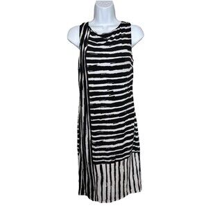 Frank Lyman Sheath Dress Size 2 Black White Striped Style 191422